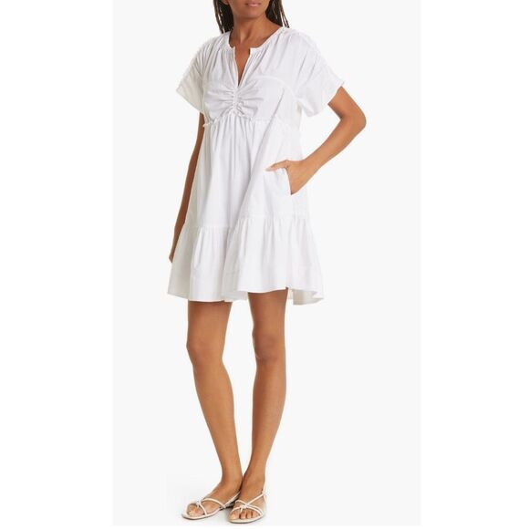 Tanya Taylor Amaria Ruffle Poplin A-Line Dress, New, Size XL
